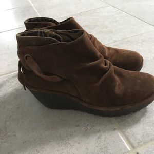 Fly London Suede Brown Wedge Boots